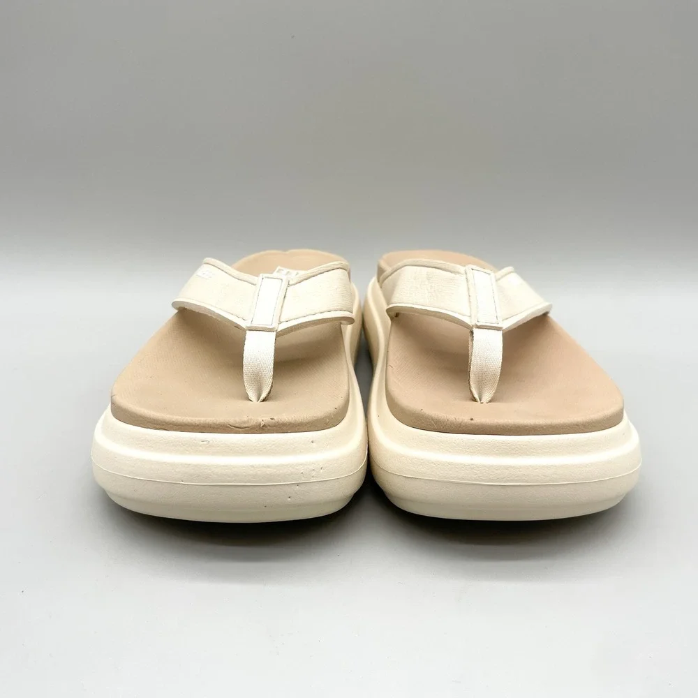 Reef Womens 8 Cushion Bondi Platform Flip Flop Sandals Cream Tan Beachwear Boho